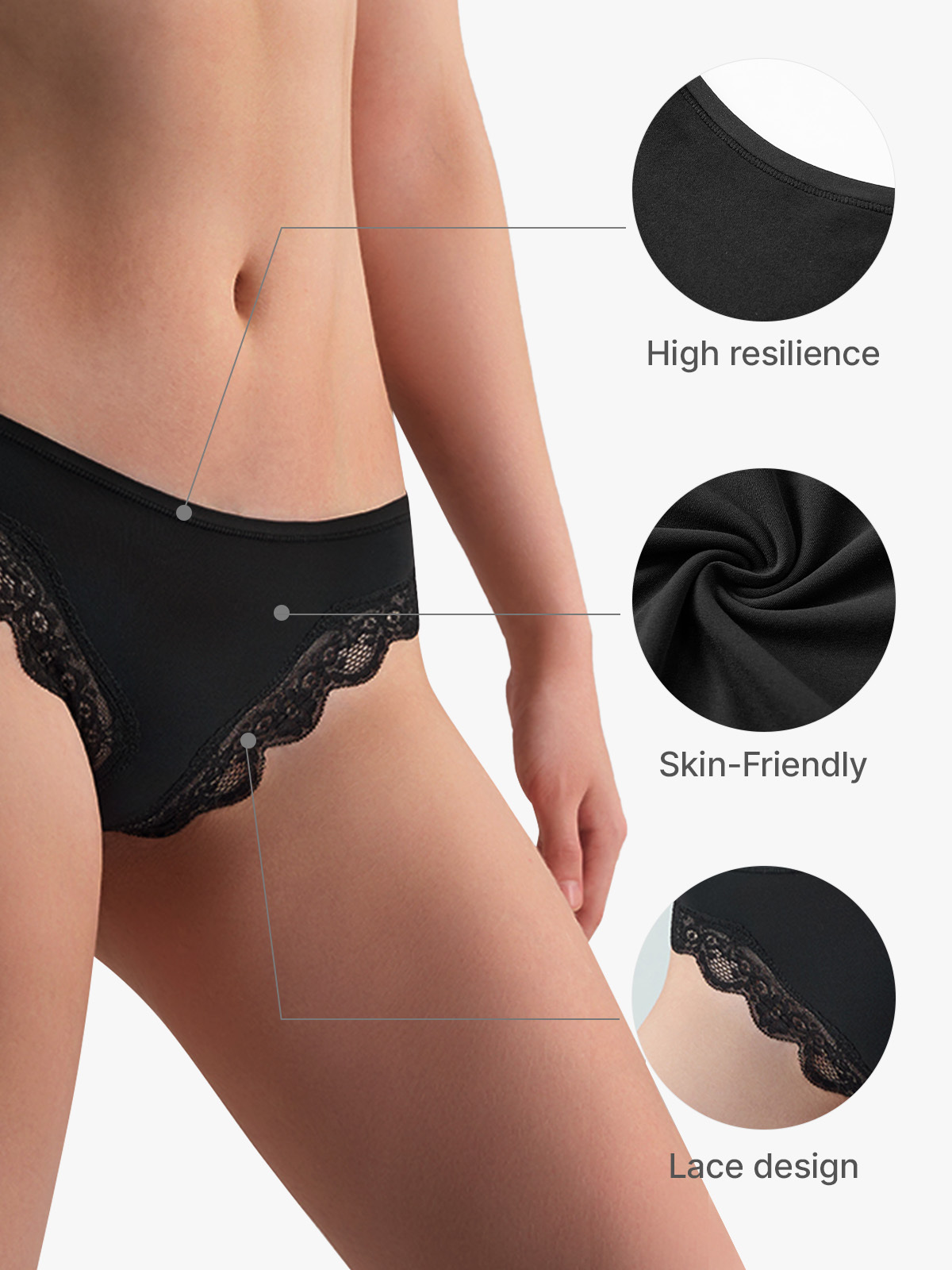 Lace Trim Skin Friendly Thong