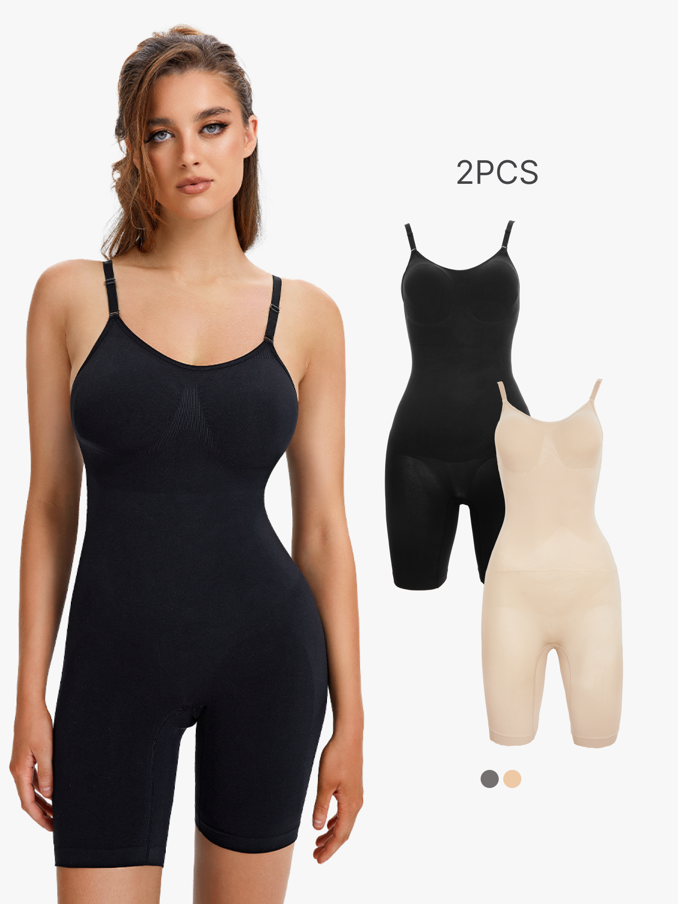 BRABIC 2-Piece Set Bodysuit for Women Seamless Tummy Control Thong Shapewear Body Shaper Tank Top BO001