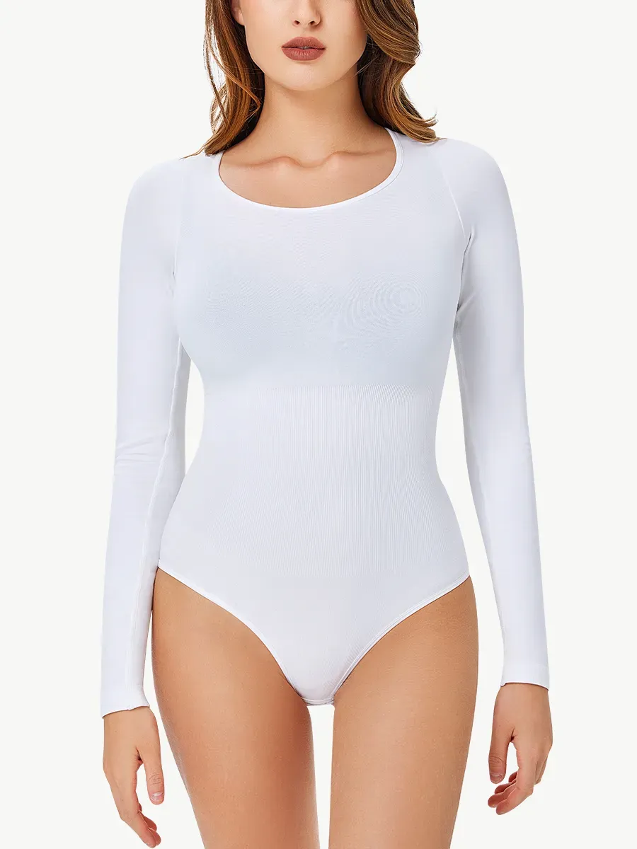 Tummy Control Shapewear Seamless Round Neck Body Shaper Tops-Brabic