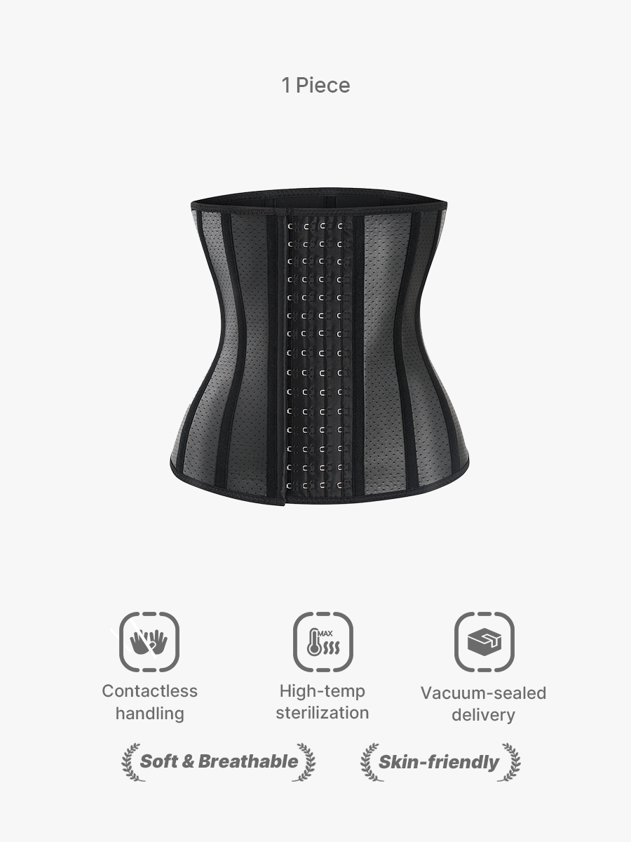 Front Closure Fishnet Breathable Waist Trainer 13 Steel Boned Corset-Brabic