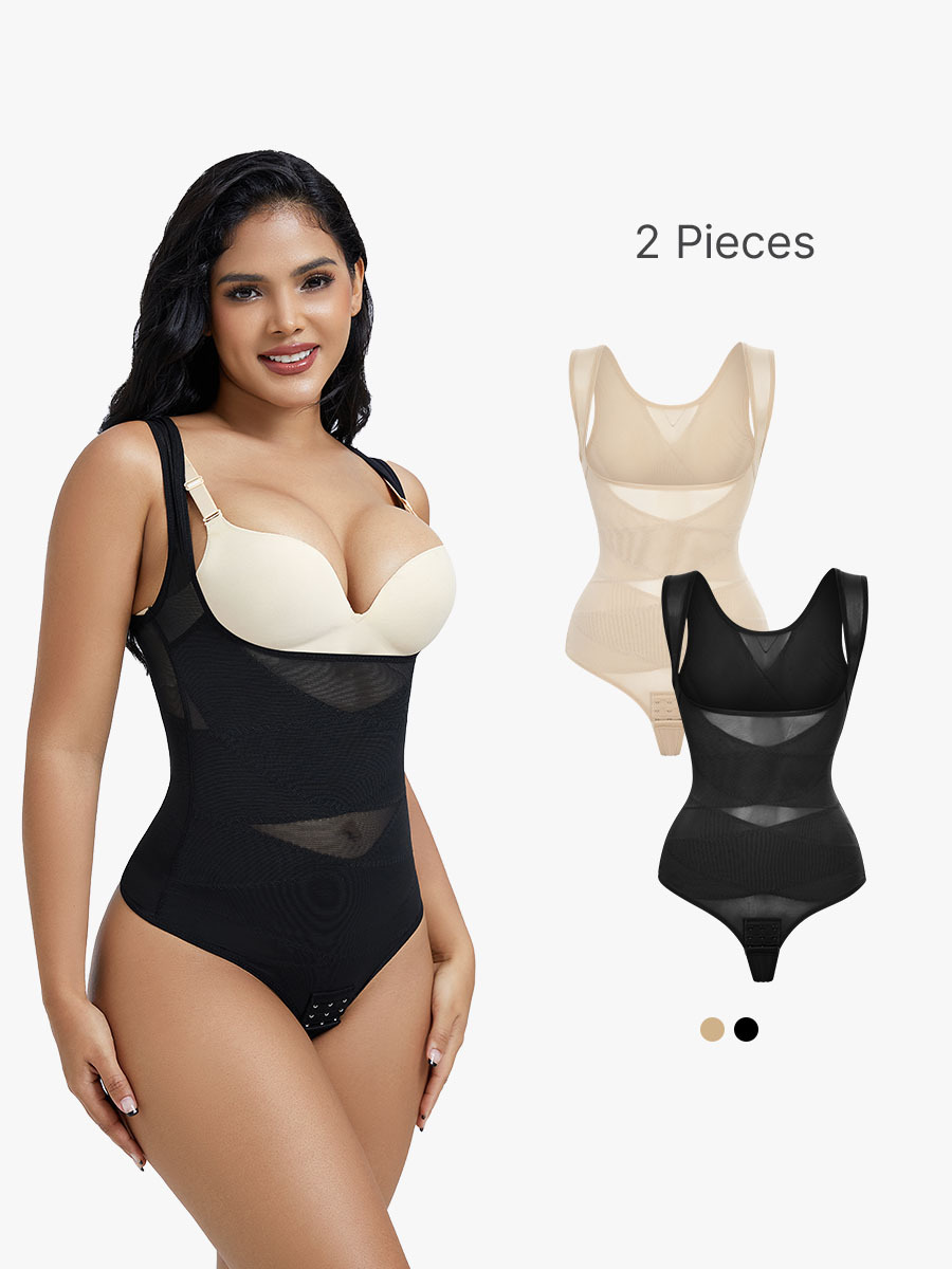 2 Pieces Body Shaper Thong Tummy Control Bust Shaper-Brabic
