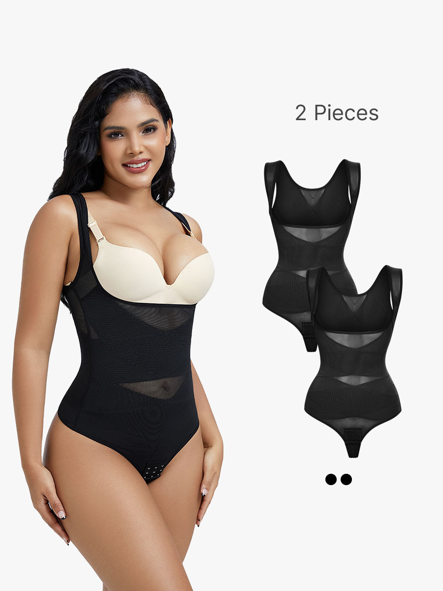 2 Pieces Body Shaper Thong Tummy Control Bust Shaper-Brabic