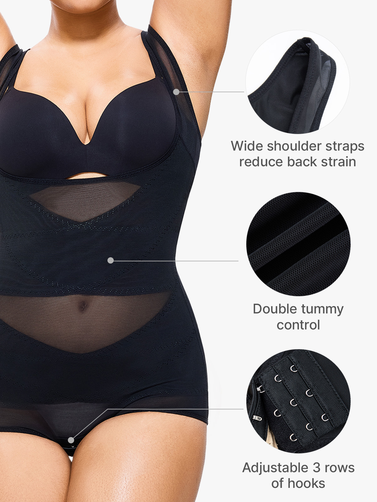 Tummy Control Mesh Slimming Girdles Shapewear Bodysuit-Brabic