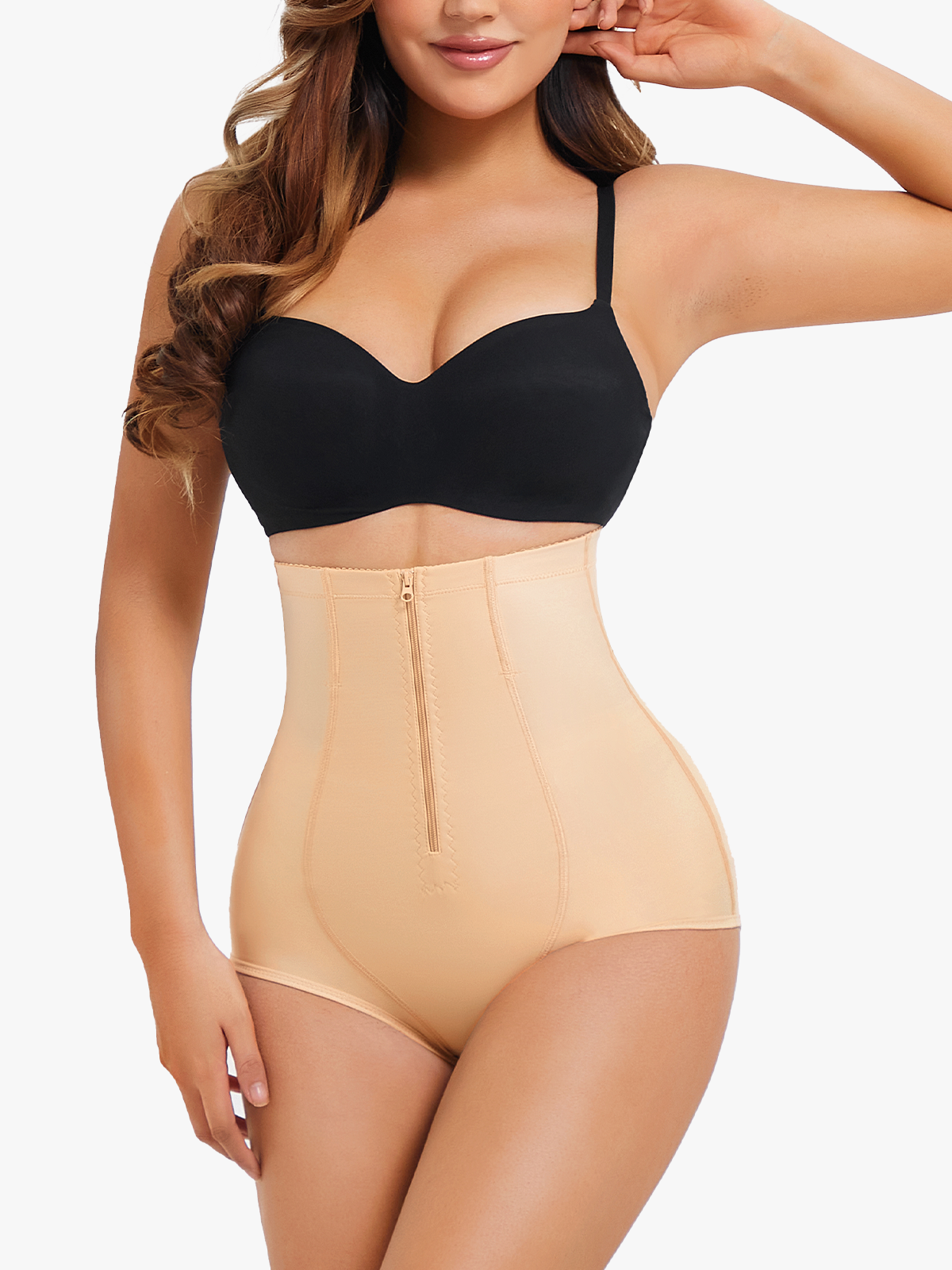 Sculpting Comfortable High-Waist Control Panties Front Zipper Hip Lift -Brabic