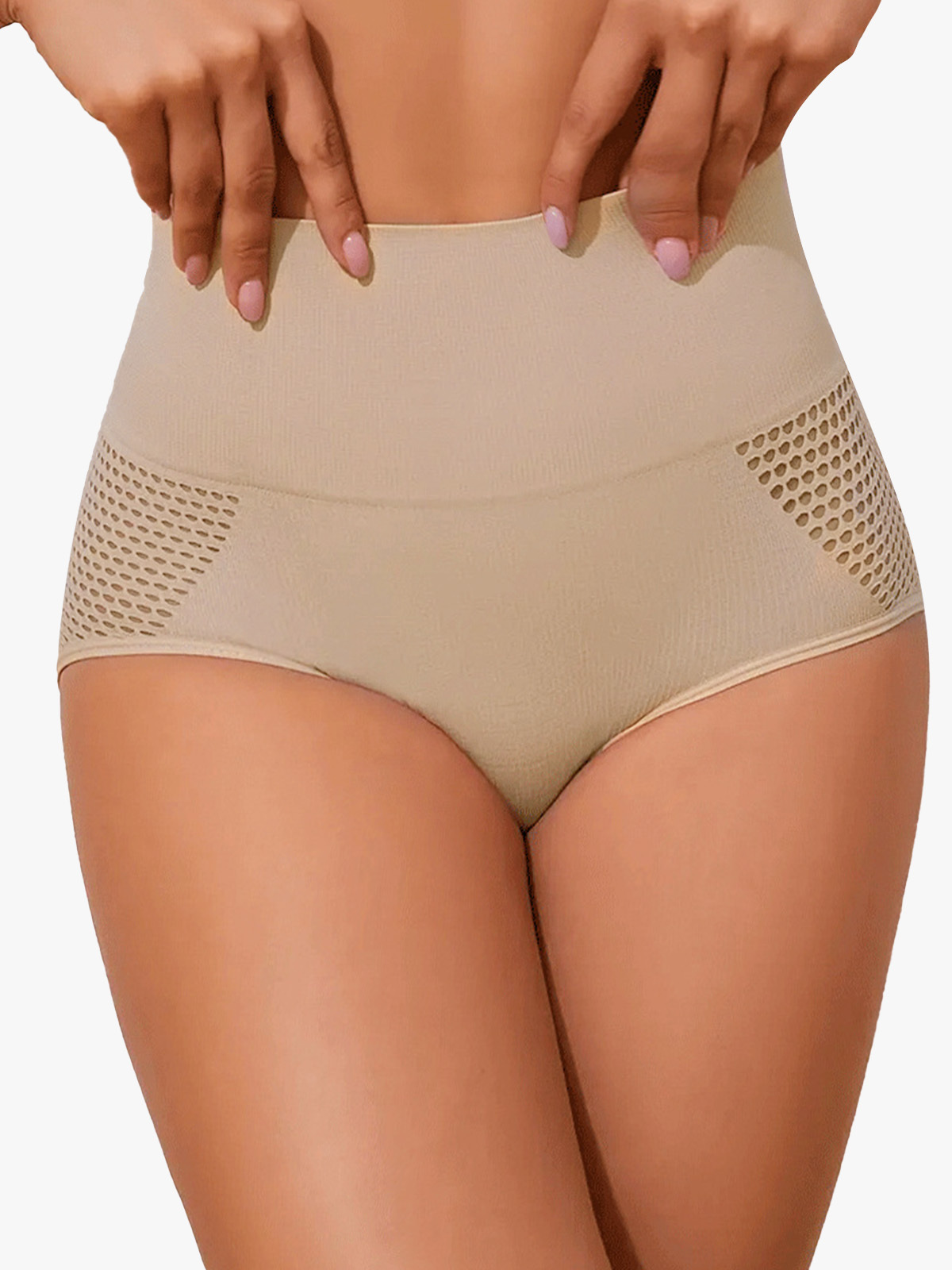 Hollow Out Breathable High Waist Tummy Control Butt Lift Control Panties-Brabic