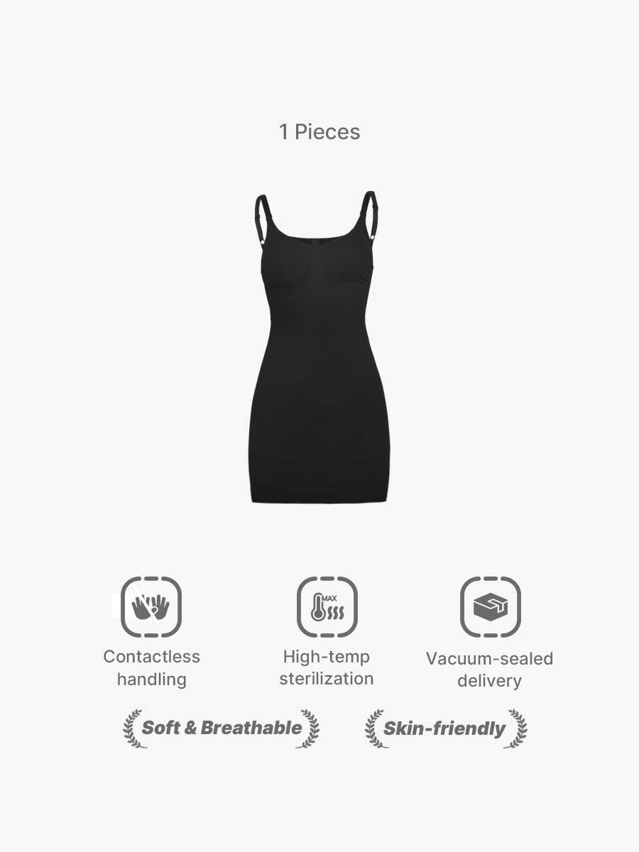 Soft Smoothing Shapewear Slip Dress Midi Body Shaper Slip Firm Control-Brabic