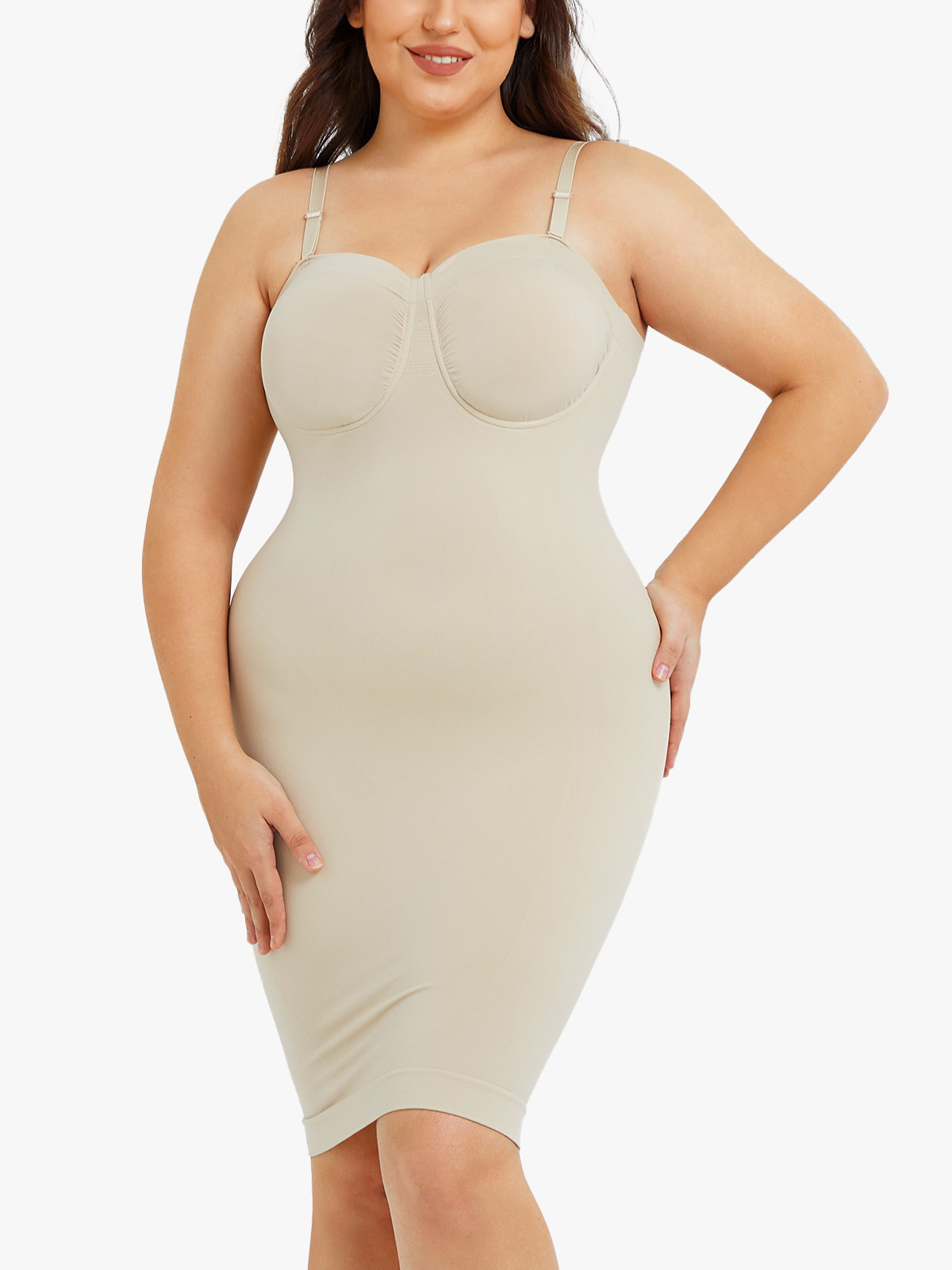 Versatile Strapless Design Tummy Control Low Back Control Slips-Brabic