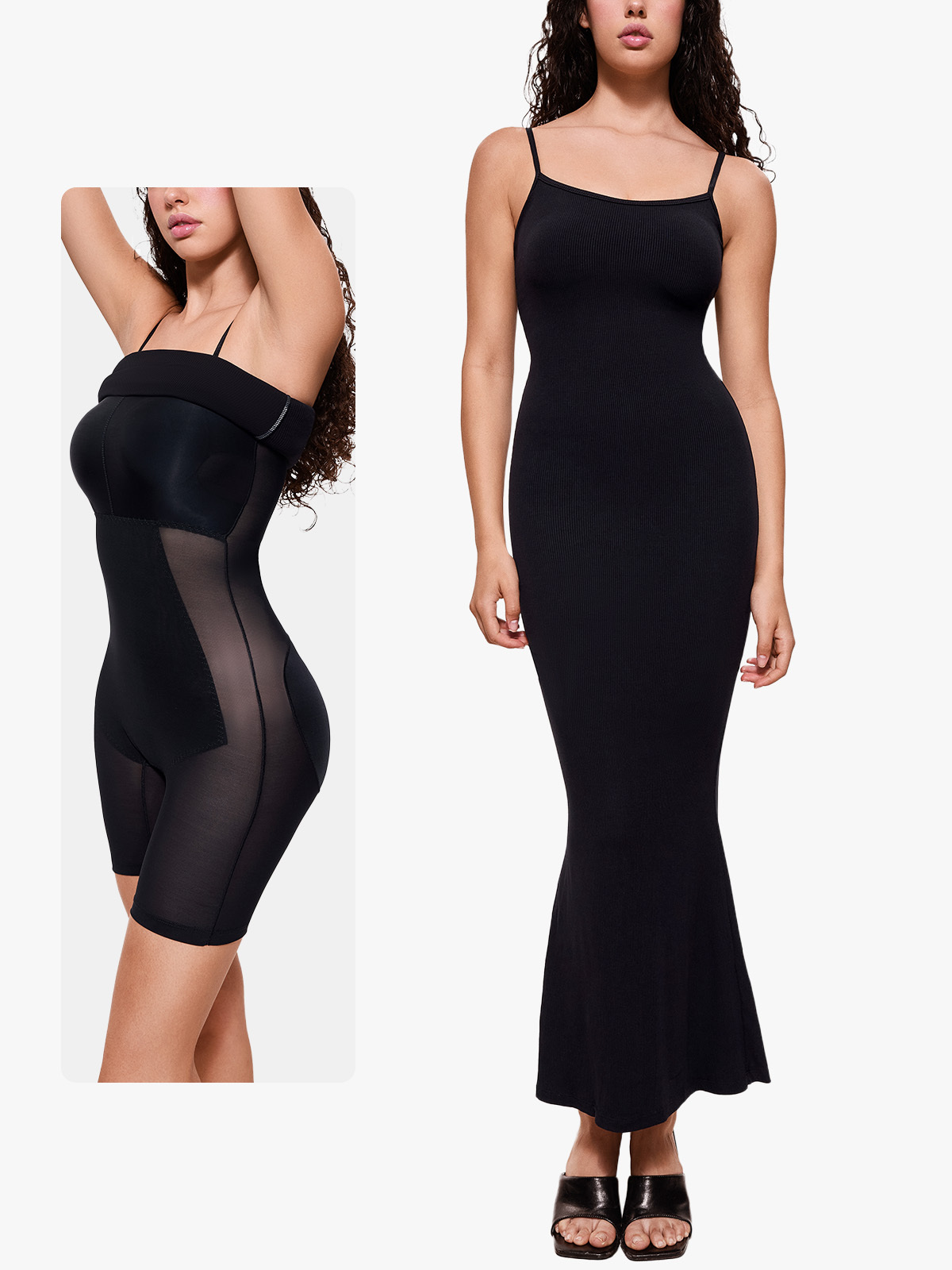 Bodycon Dresses for Women Built in Bra Black Long Causal Sleeveless Dress-Brabic