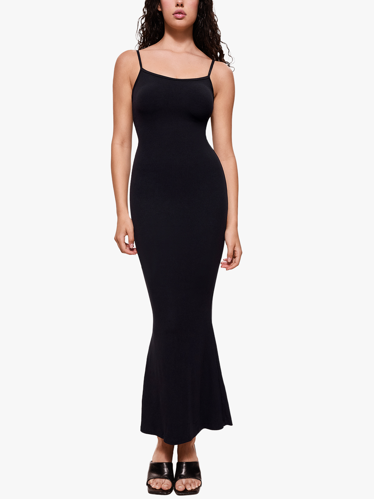 Bodycon Dresses for Women Built in Bra Black Long Causal Sleeveless Dress