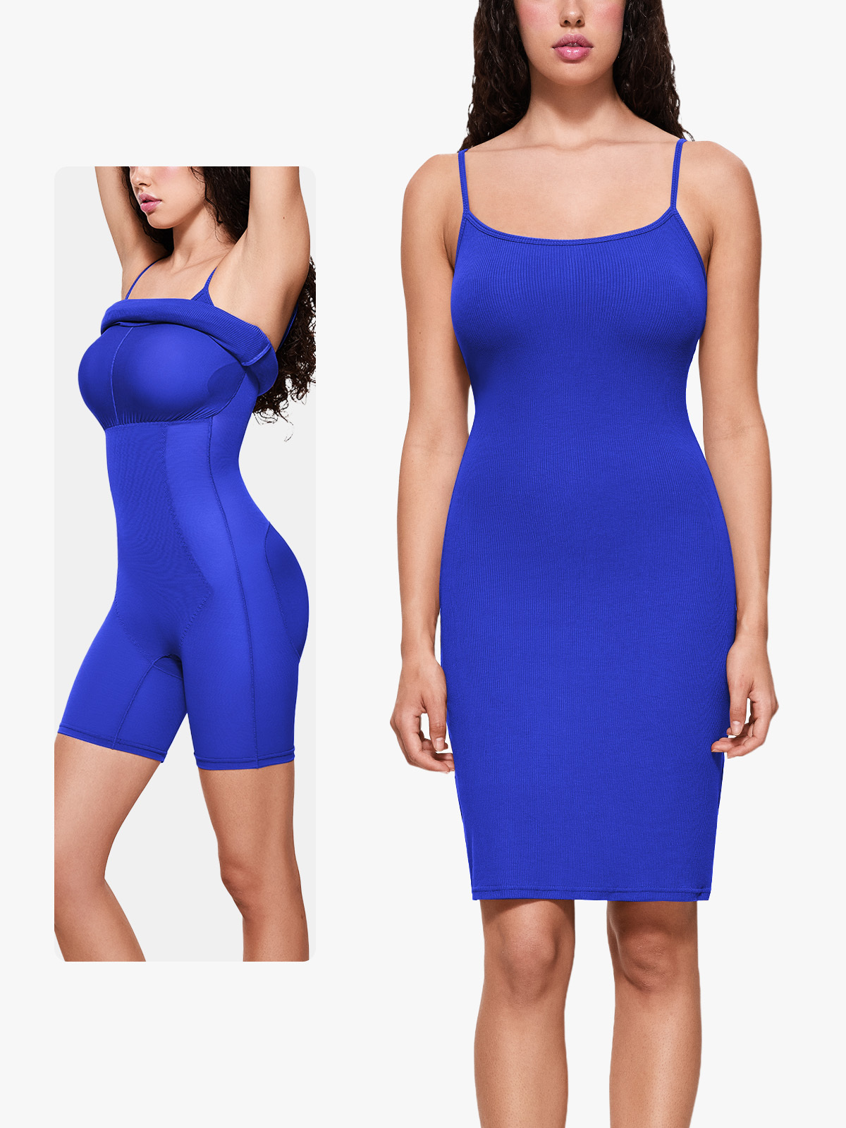 Shapewear Dress Bodycon Built-in Bra Tummy Control Slip Dress with Adjustable Straps-Brabic