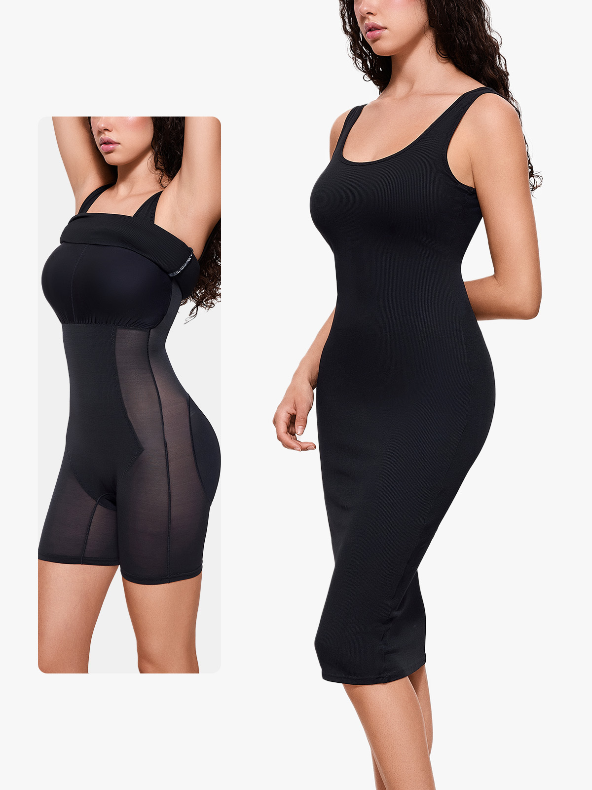 Built in Shapewear Slim Stretchy Sleeveless Low Back Bodycon Dress-Brabic