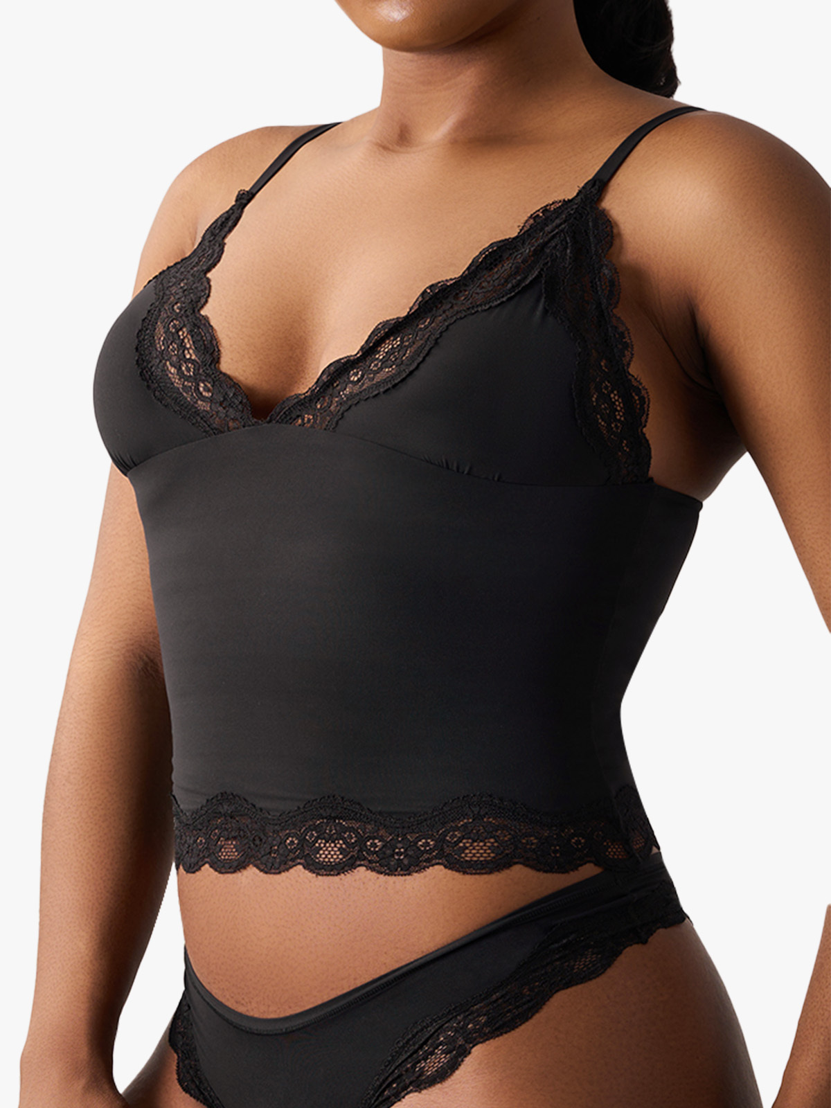 Lace Trim Plunge Cami-Brabic