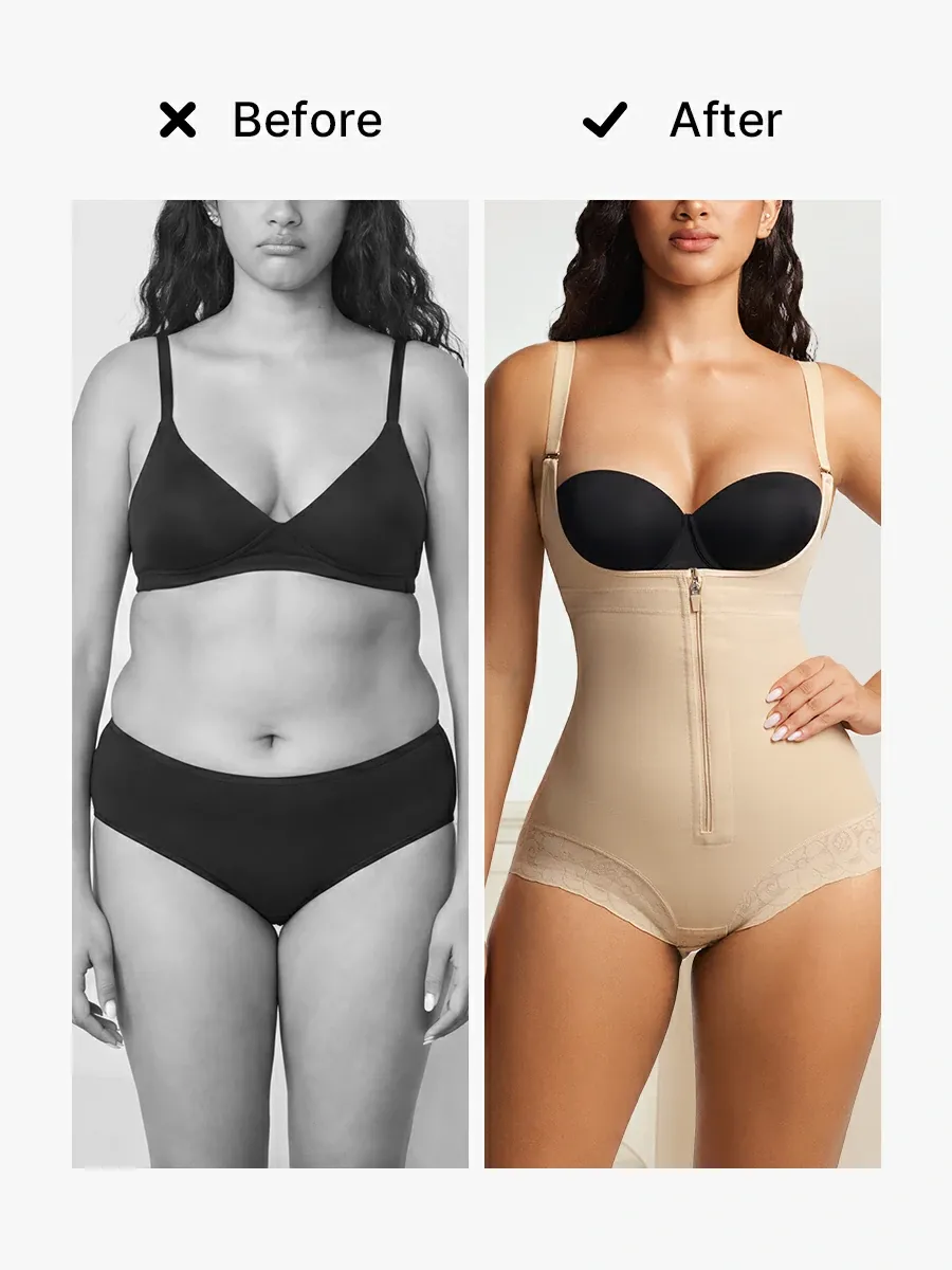 Open Bust Tummy Control Crotch Opening Brief Bodysuit