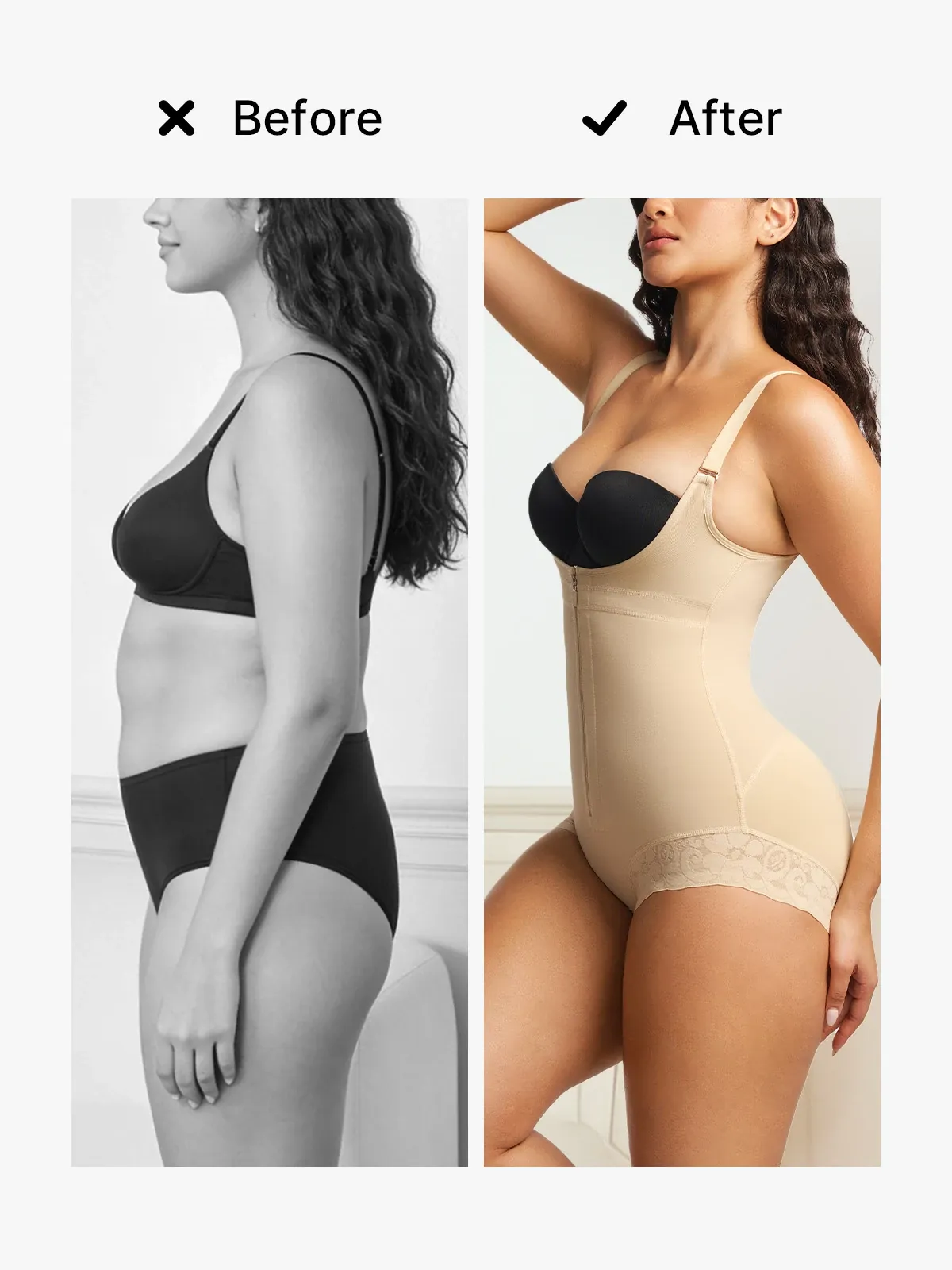 Open Bust Tummy Control Crotch Opening Brief Bodysuit