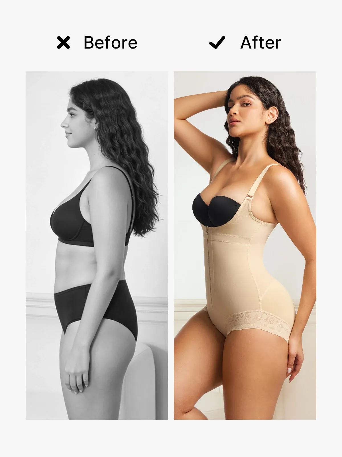 Open Bust Tummy Control Crotch Opening Brief Bodysuit