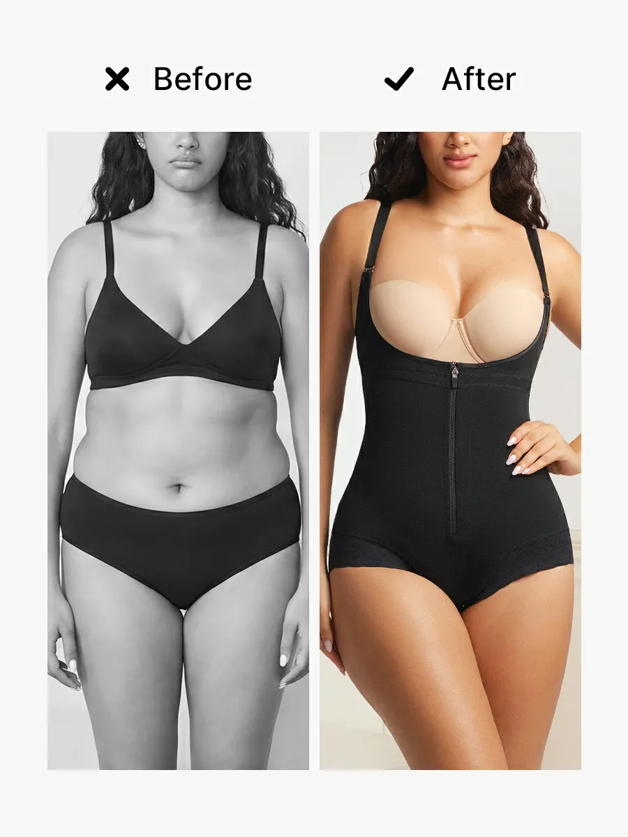 Open Bust Tummy Control Crotch Opening Brief Bodysuit