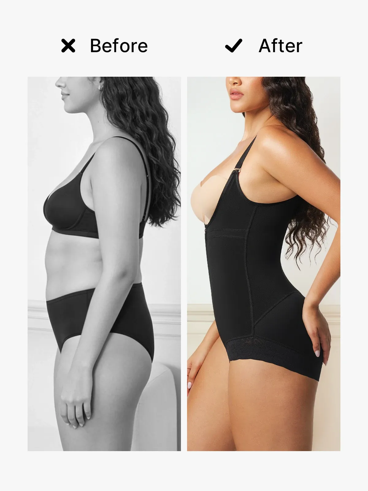 Open Bust Tummy Control Crotch Opening Brief Bodysuit