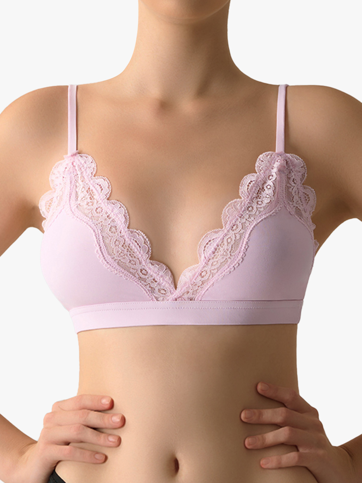 Lace Trim Triangle Bralette-Brabic