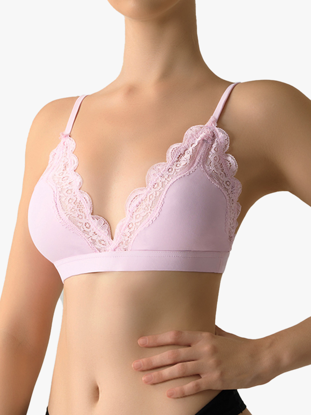 Lace Trim Triangle Bralette-Brabic