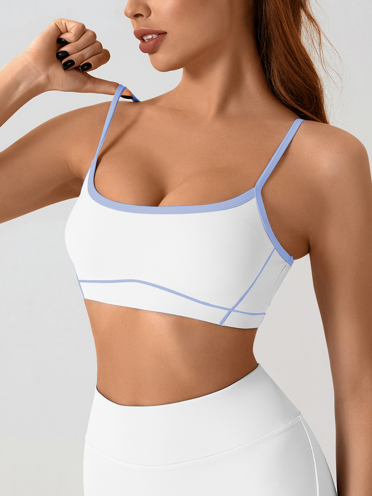 Seamless Contrast Piping Push up Sport Bra with Removable Pads