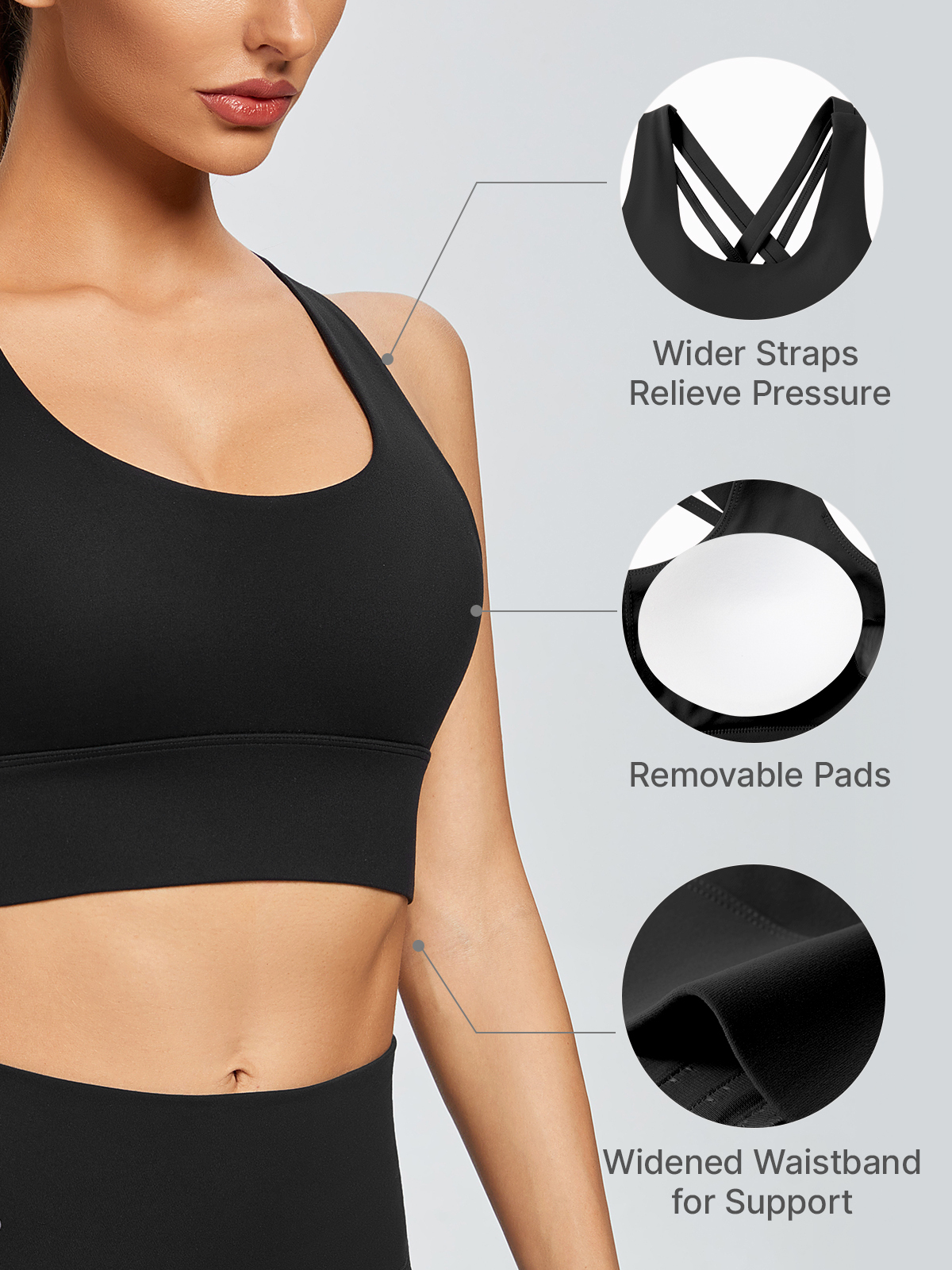 Push up Cross Back Sport Bra with Removable Pads