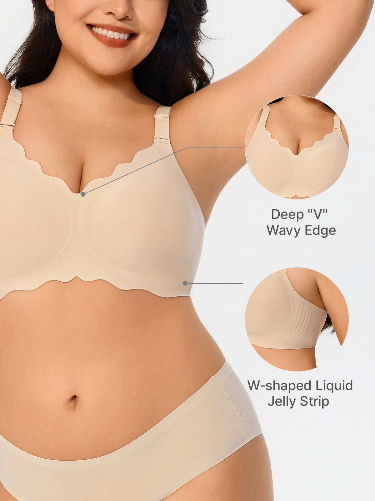 Scallop Push up Plunge Wireless Everyday Bra