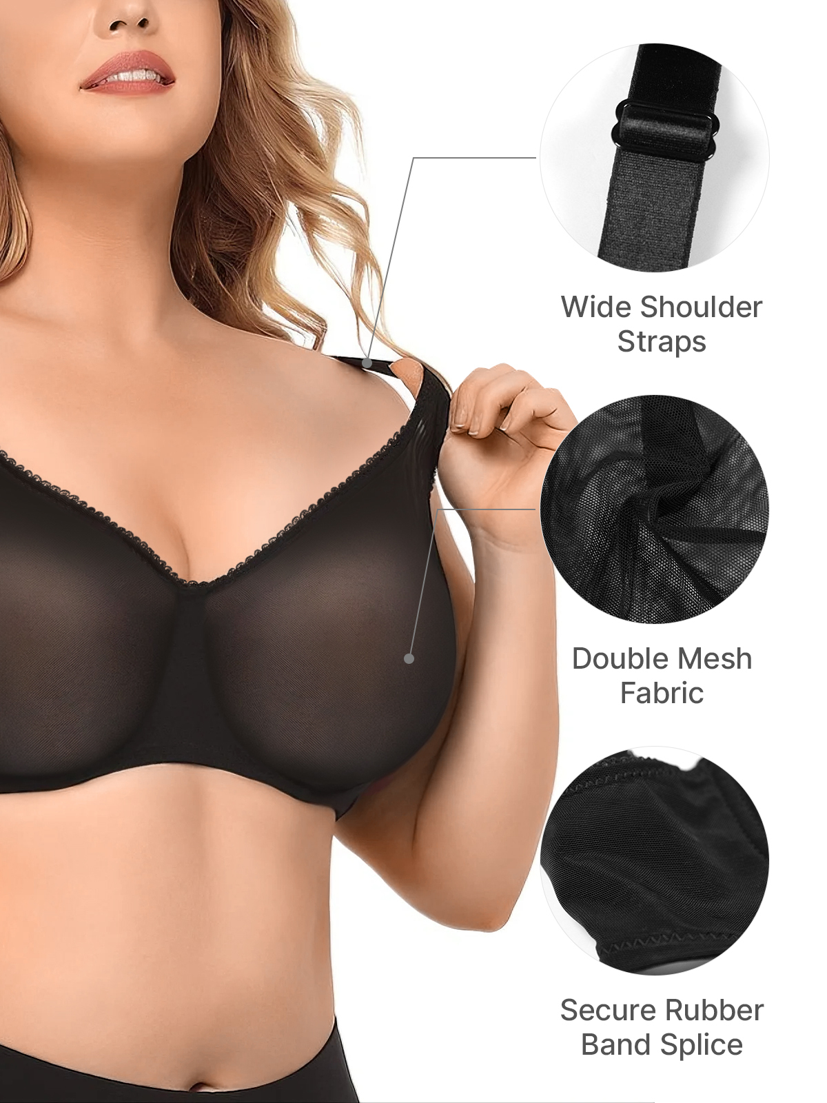 Sheer Mesh Breathable Wireless Everyday Bra