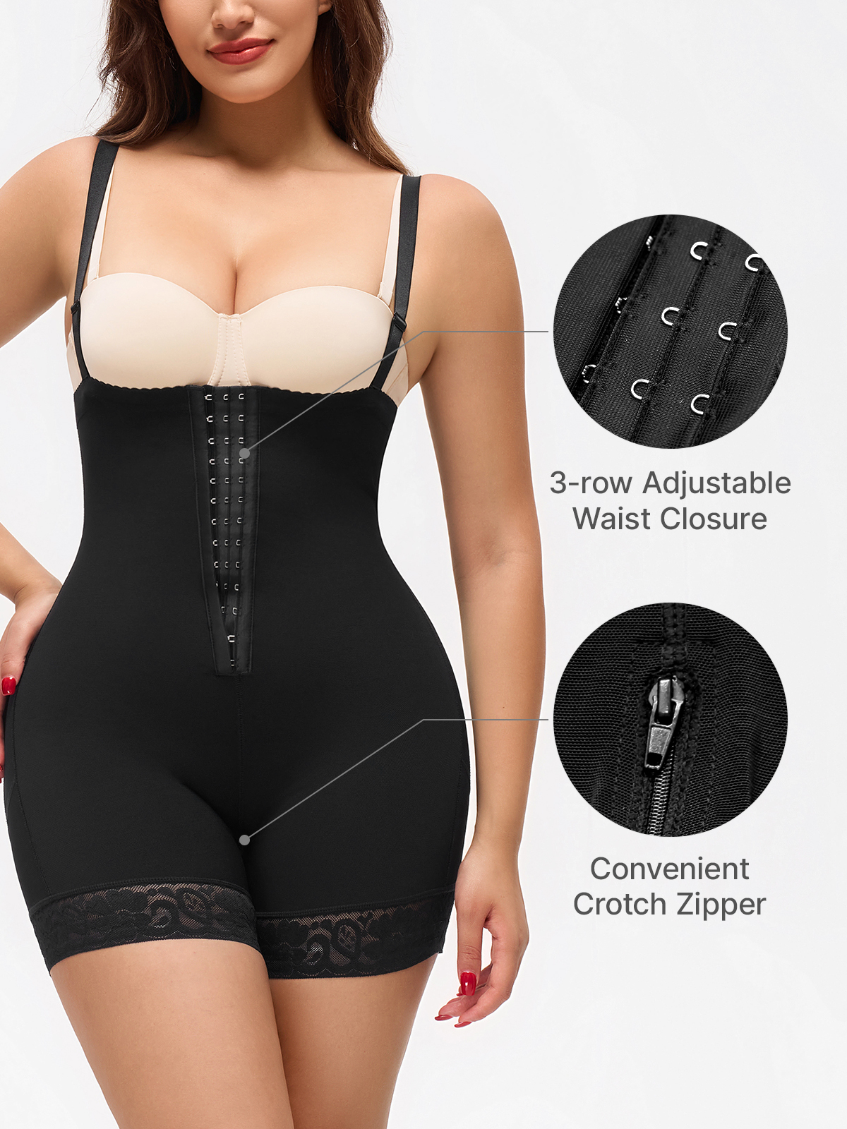 Tummy Control Butt Lifting Crotch Opening Control Panty with Detachable Straps