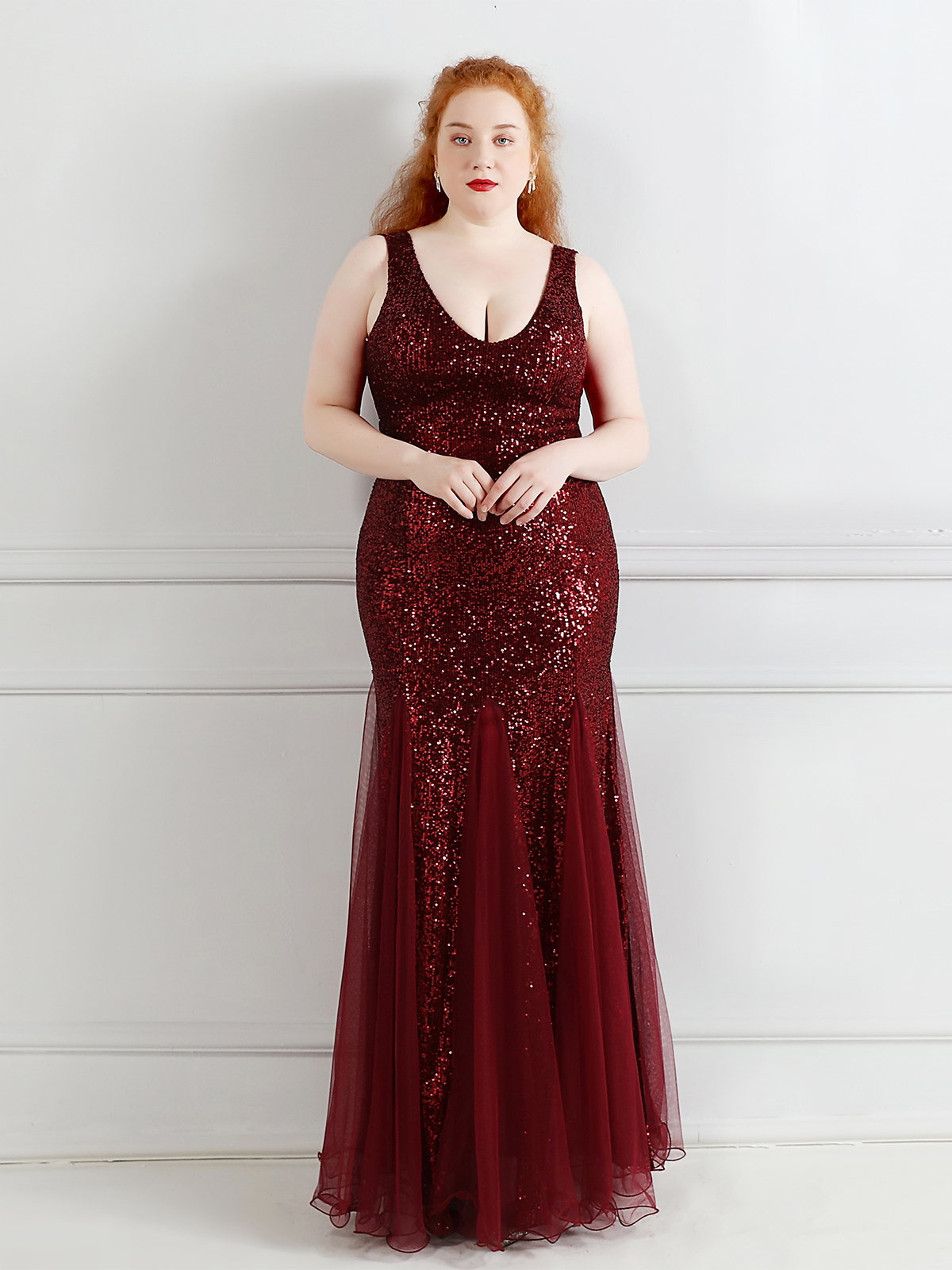 Mesh Panelled Sequin Maxi Mermaid Gown