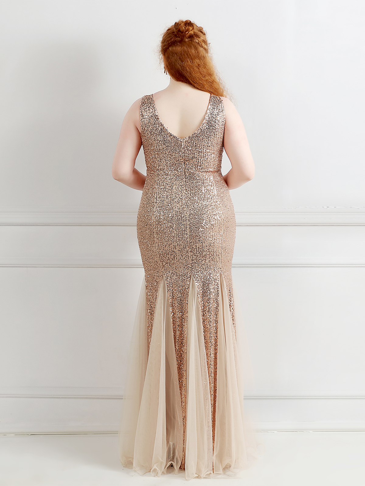 Mesh Panelled Sequin Maxi Mermaid Gown