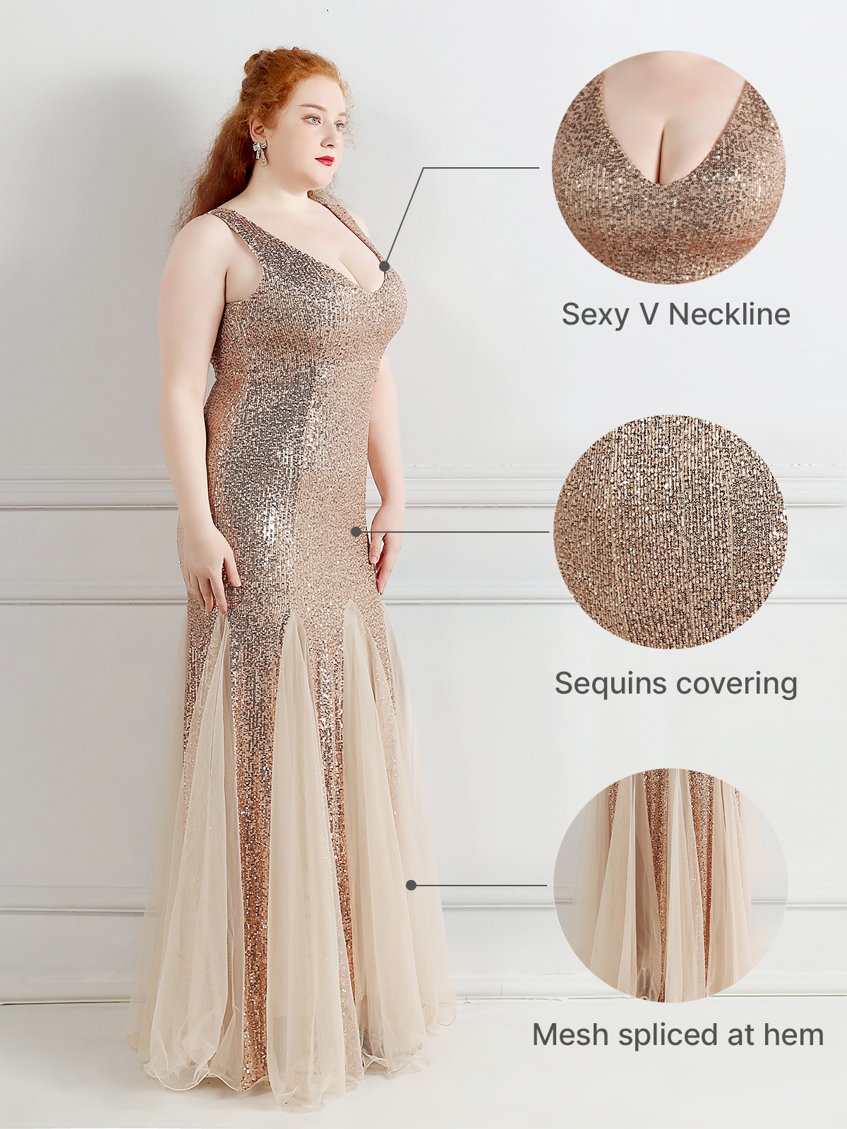 Mesh Panelled Sequin Maxi Mermaid Gown