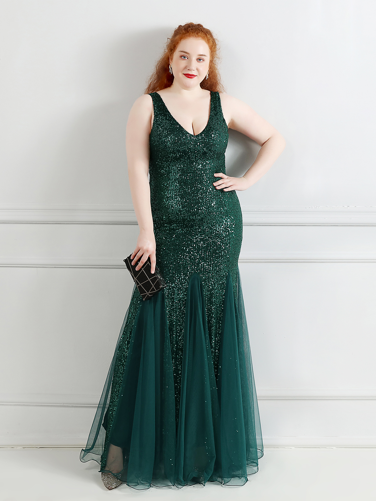 Mesh Panelled Sequin Maxi Mermaid Gown