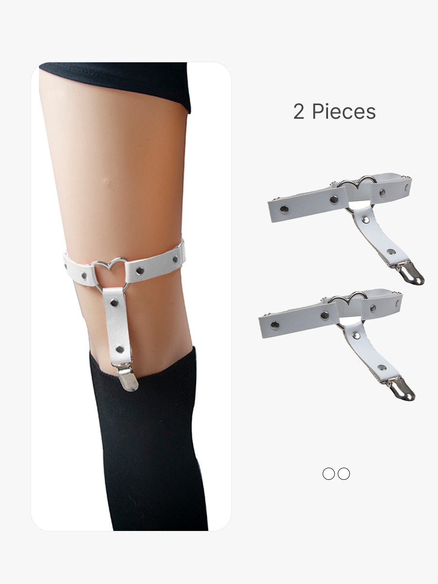 BRABIC Adjustable Heart Leg Garter Anti-Slip Buckle Clips Punk 1 Pair GA002