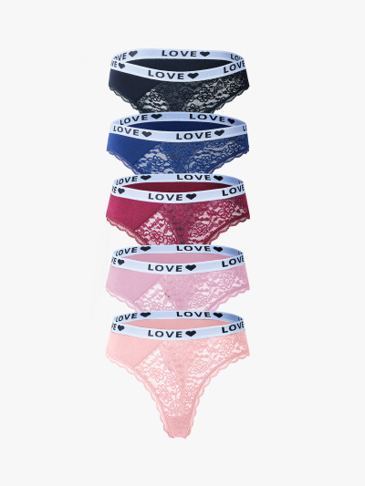 5 Pack Patchwork Comfort Breathable Thong