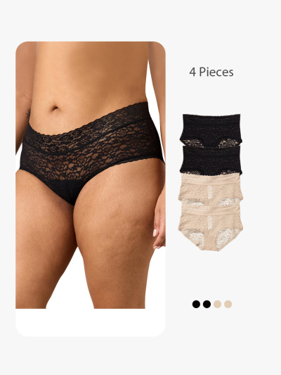 BRABIC 4-Piece Set Stretch Hipster Underwear Women's Lace HI003
