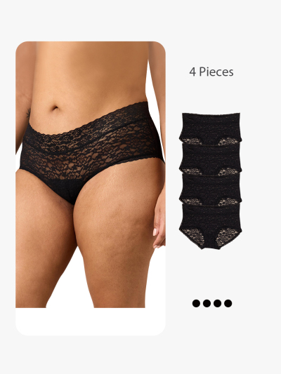 BRABIC 4-Piece Set Stretch Hipster Underwear Women's Lace HI003
