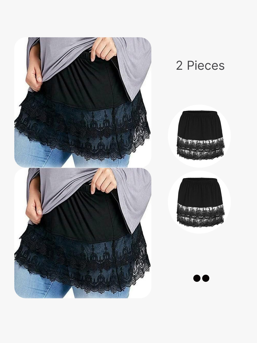 BRABIC 2 Pack Women's Lace Extender Lace Underskirt Skirts Half Slip Extra Length HS004