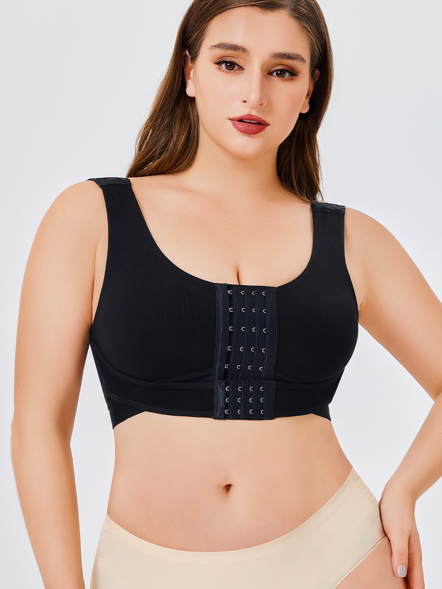 Scoop Neck Front Center Button Mastectomy Bras-Brabic