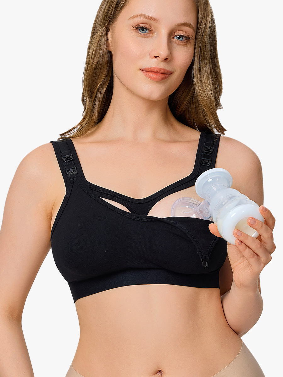 Soft Skin-Friendly Adjustable Straps Pumping 2-In-1 Nursing Maternity Bra-Brabic