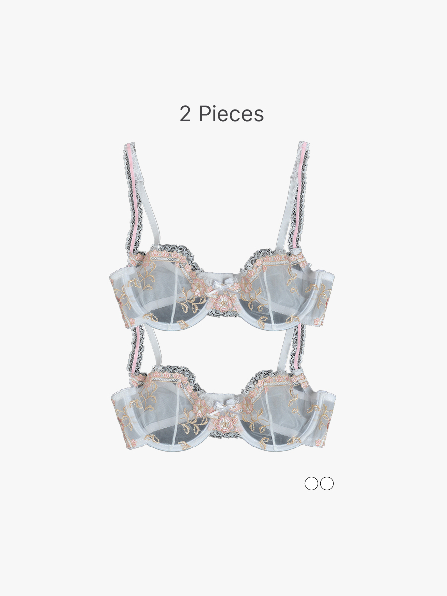 BRABIC 2-Piece Set Women's Plus Size Unlined Full Coverage Minimizer Lace Bra MI002