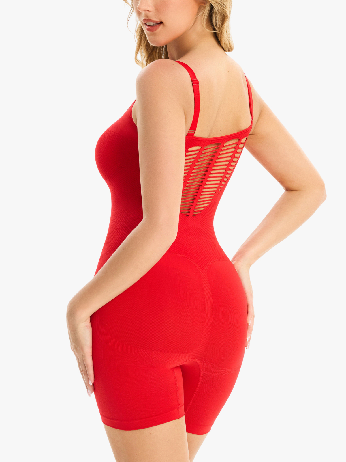 Square Neck Breathable Backless Mid-Thigh Bodysuit