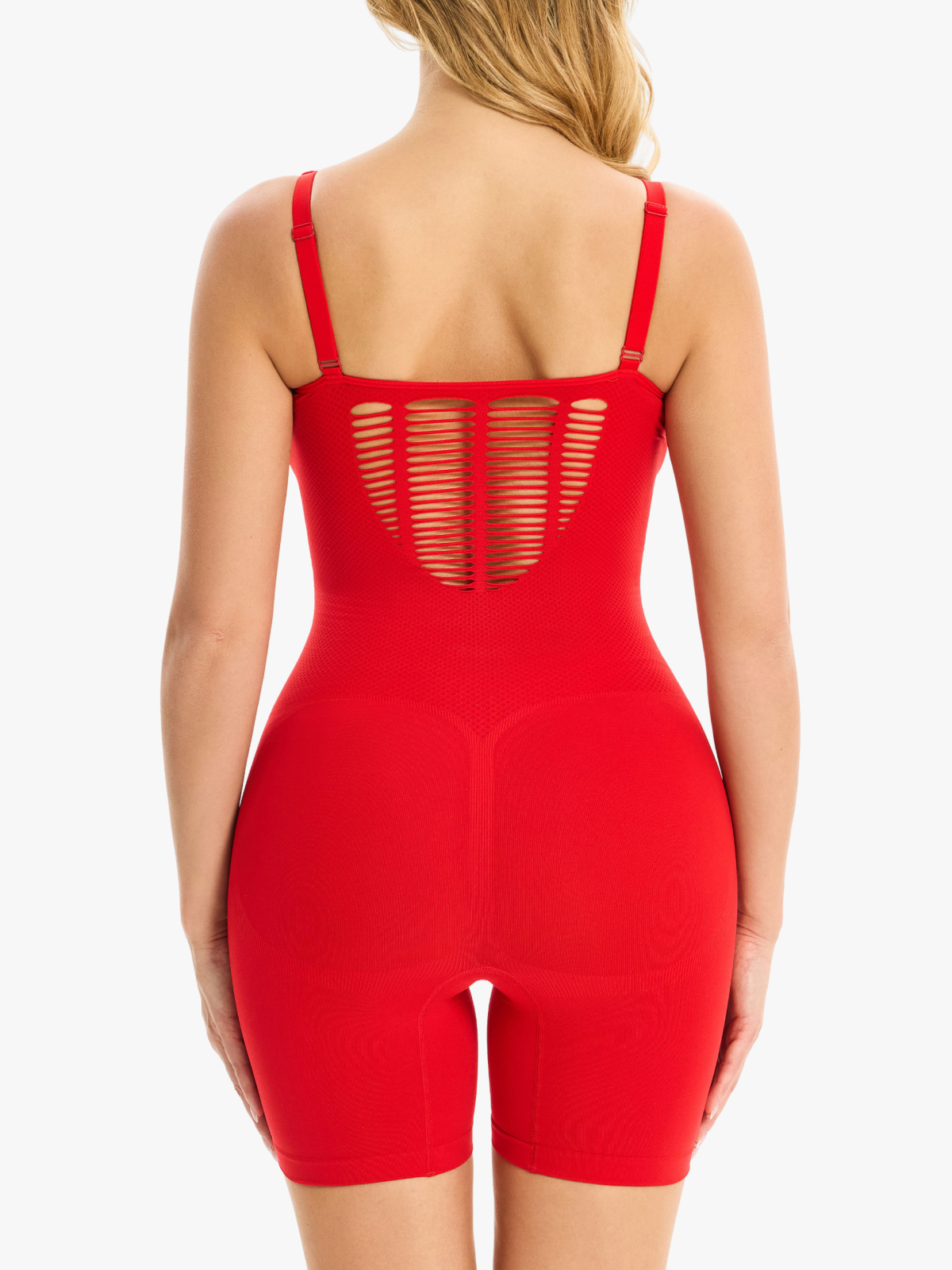 Square Neck Breathable Backless Mid-Thigh Bodysuit