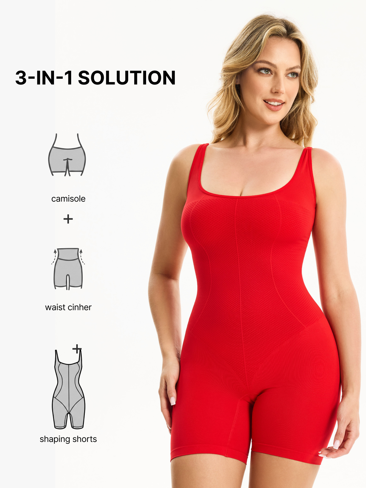 Square Neck Breathable Backless Mid-Thigh Bodysuit