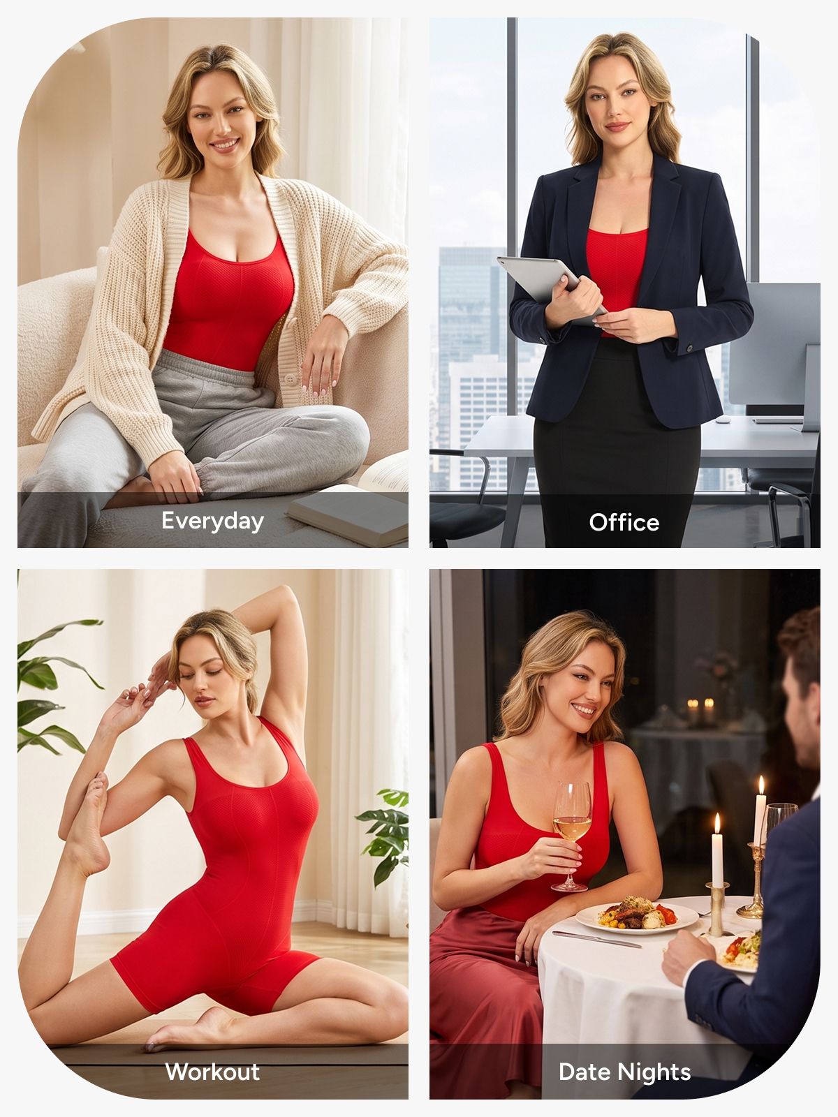 Square Neck Breathable Backless Mid-Thigh Bodysuit