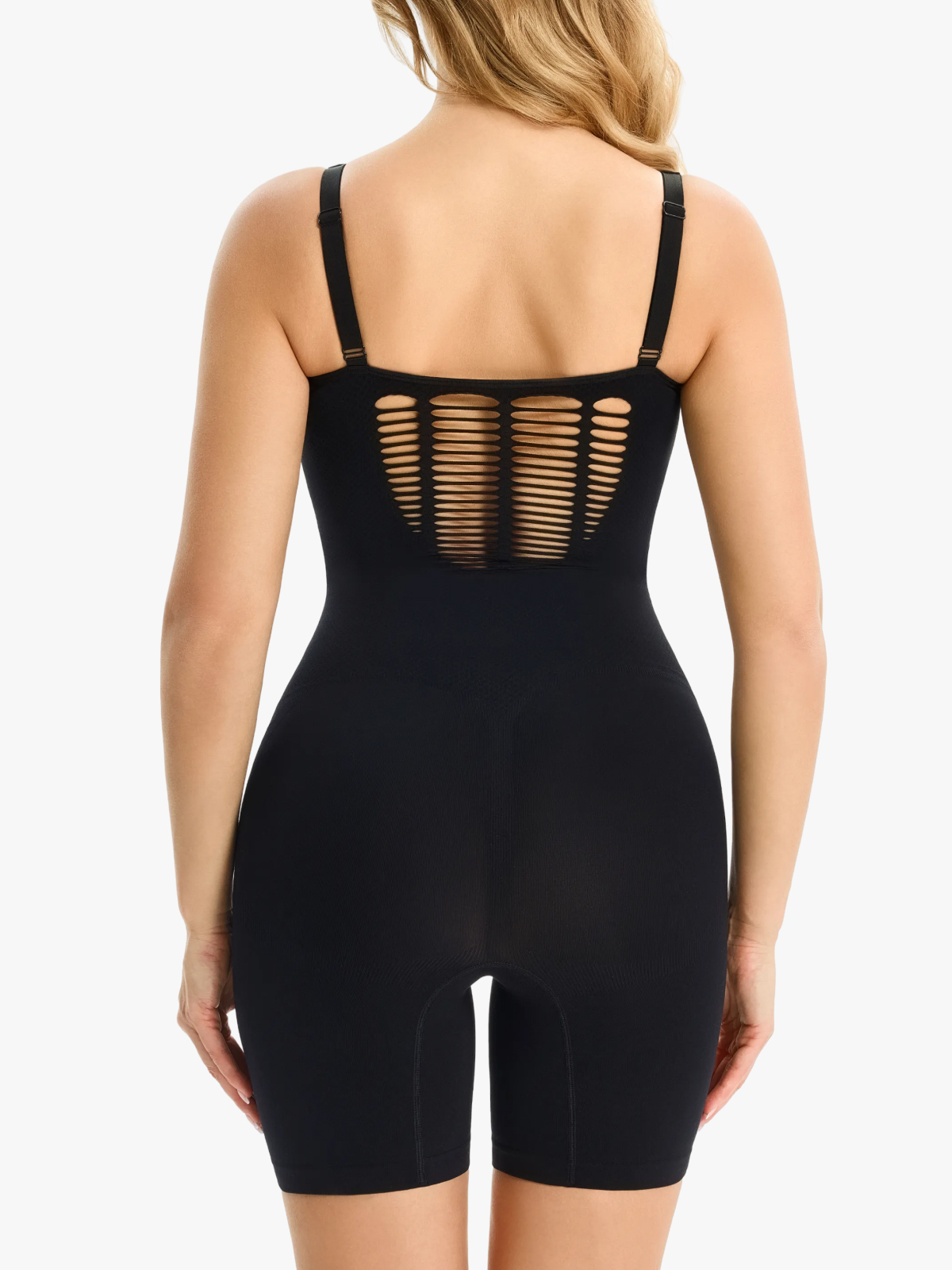 Square Neck Breathable Backless Mid-Thigh Bodysuit