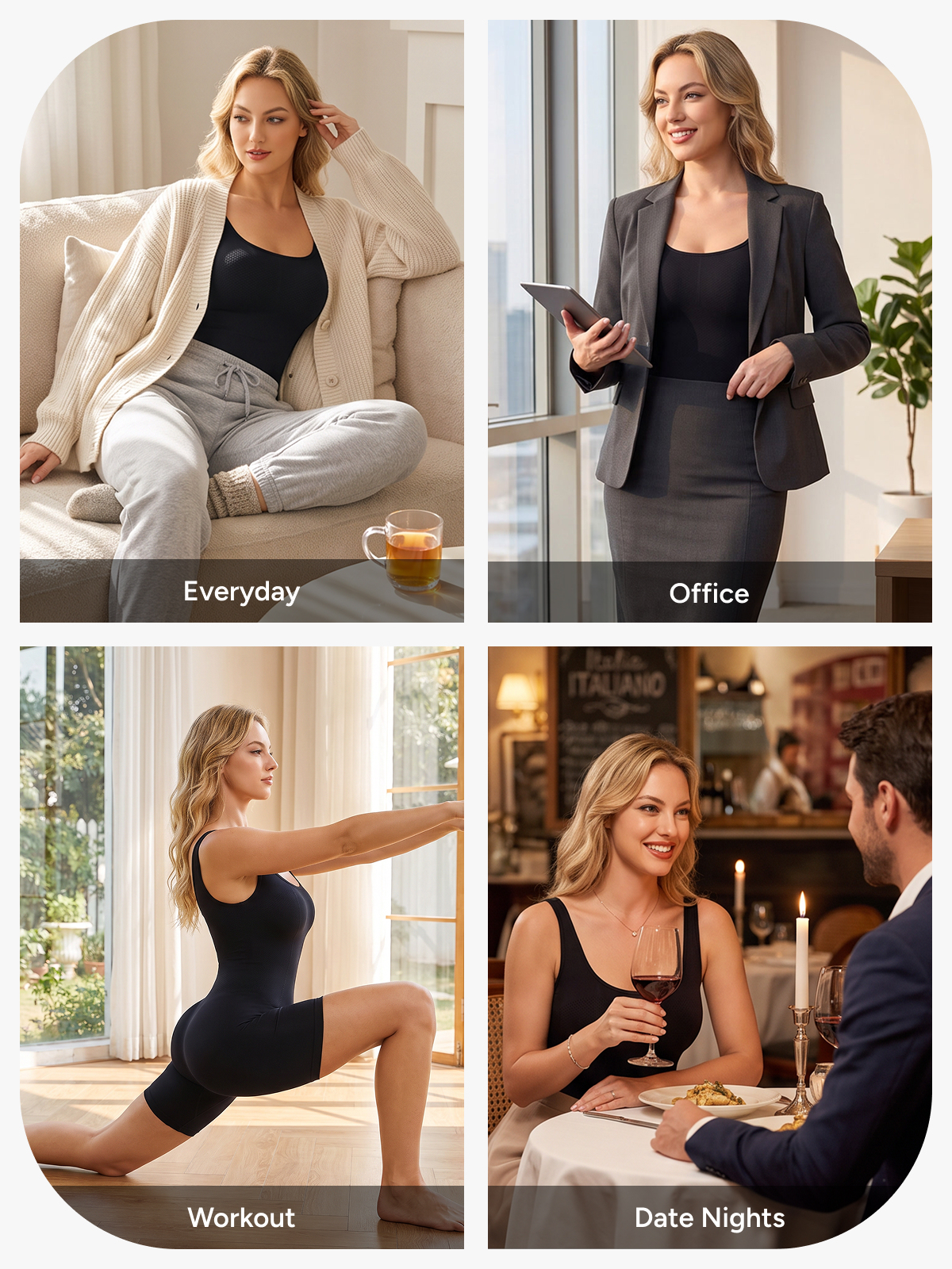 Square Neck Breathable Backless Mid-Thigh Bodysuit