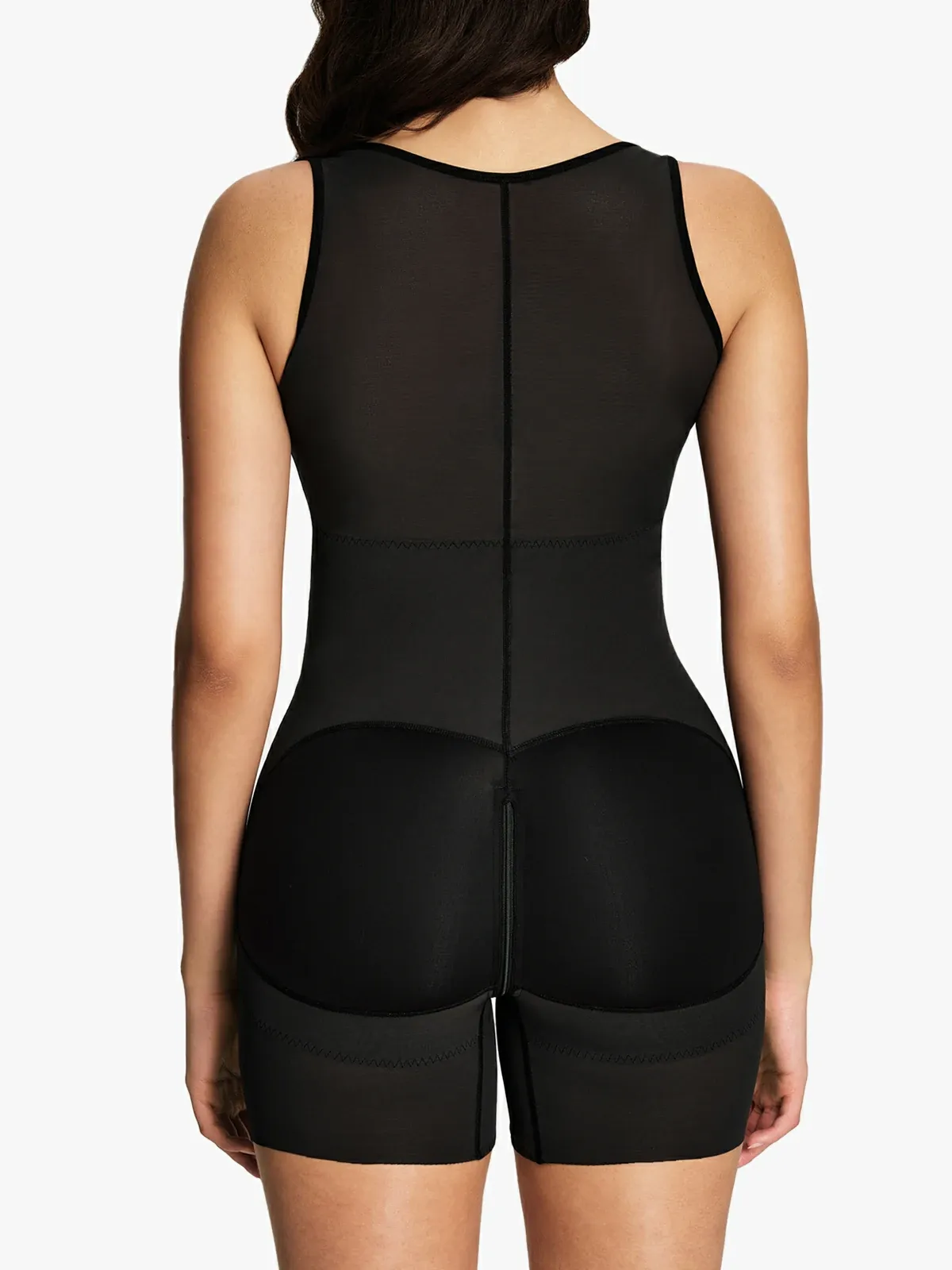 Open Bust Tummy Control Zip-up Mid-Thigh Bodysuit