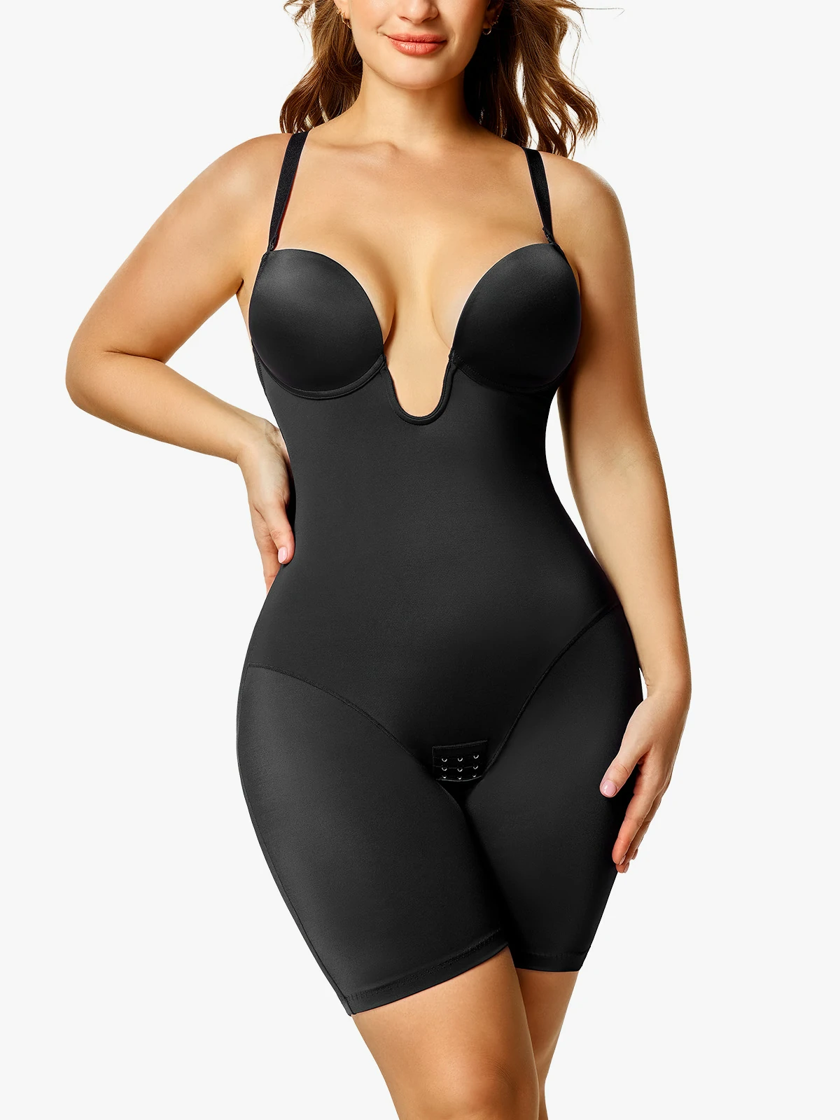 Body à mi-cuisse avec contrôle du ventre en forme de U