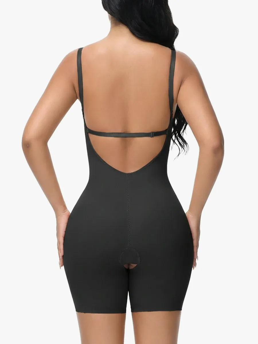 U Plunge Backless Tummy Control Cami Mid-Thigh Bodysuit