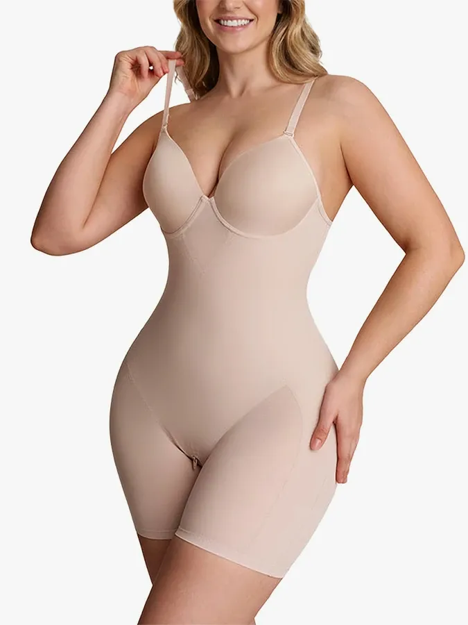 Seamless Plunge Underwire Cami Mid-Thigh Bodysuit